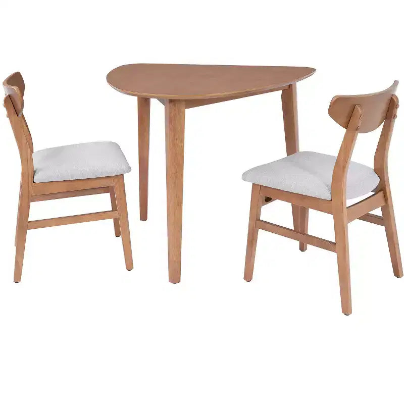 GDFStudio Delgado 3-Piece Modern Table Set with 2 Curved Wood Chairs