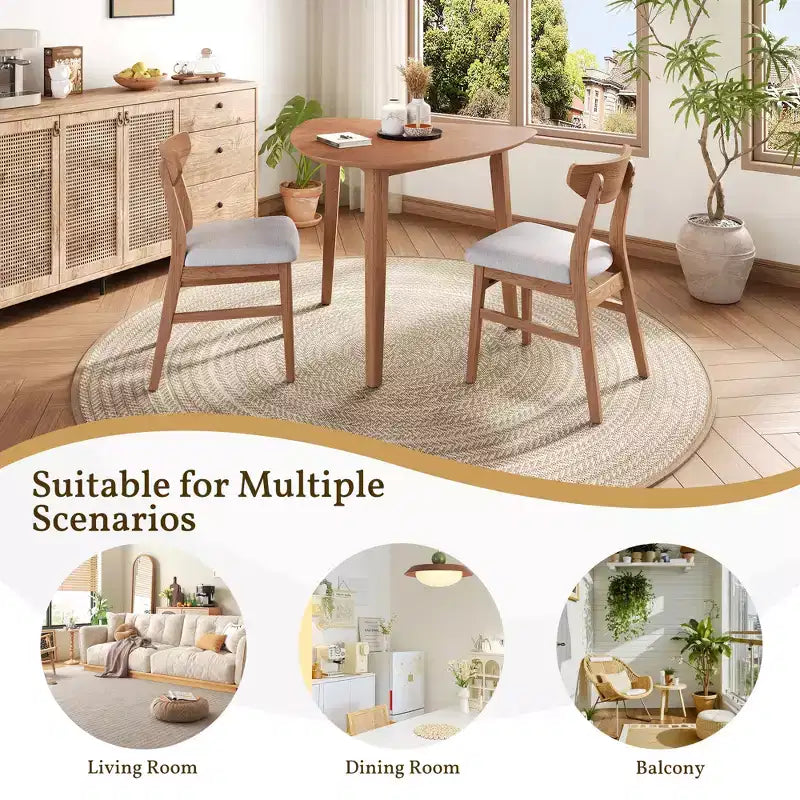 GDFStudio Delgado 3-Piece Modern Table Set with 2 Curved Wood Chairs