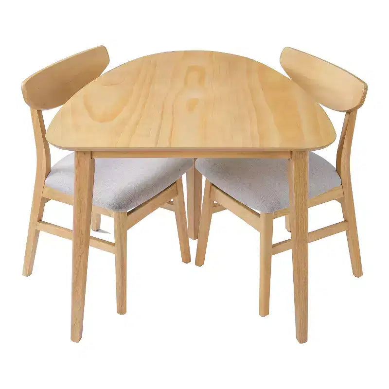 GDFStudio Delgado 3-Piece Modern Table Set with 2 Curved Wood Chairs