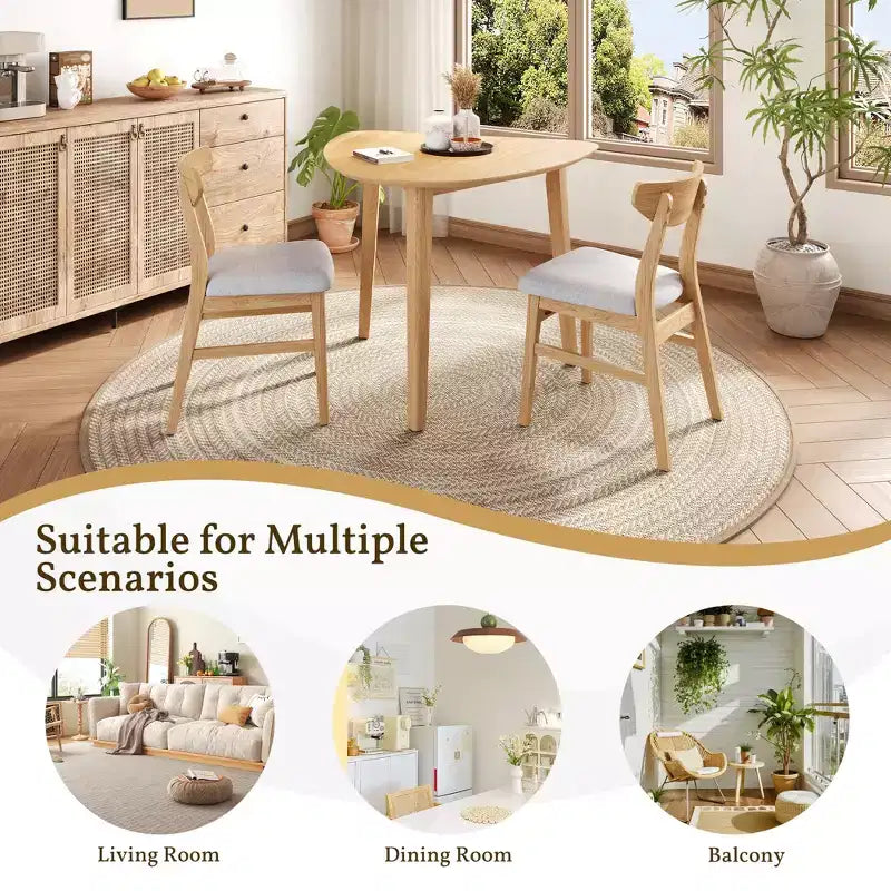 GDFStudio Delgado 3-Piece Modern Table Set with 2 Curved Wood Chairs