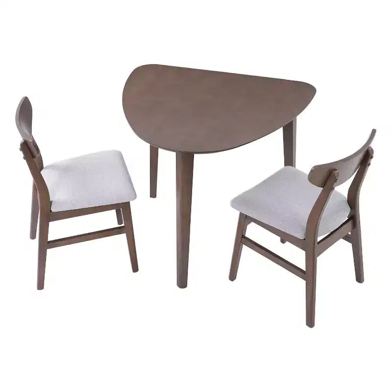 GDFStudio Delgado 3-Piece Modern Table Set with 2 Curved Wood Chairs