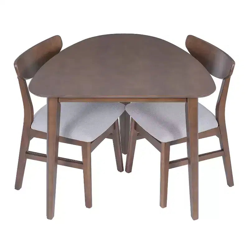 GDFStudio Delgado 3-Piece Modern Table Set with 2 Curved Wood Chairs