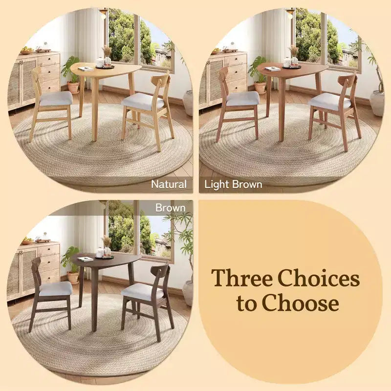 GDFStudio Delgado 3-Piece Modern Table Set with 2 Curved Wood Chairs