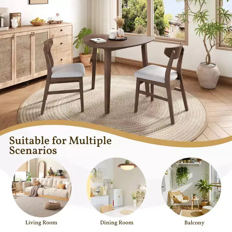 GDFStudio Delgado 3-Piece Modern Table Set with 2 Curved Wood Chairs