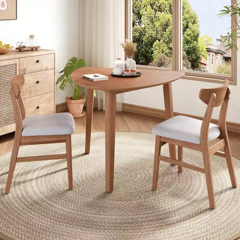 GDFStudio Delgado 3-Piece Modern Table Set with 2 Curved Wood Chairs