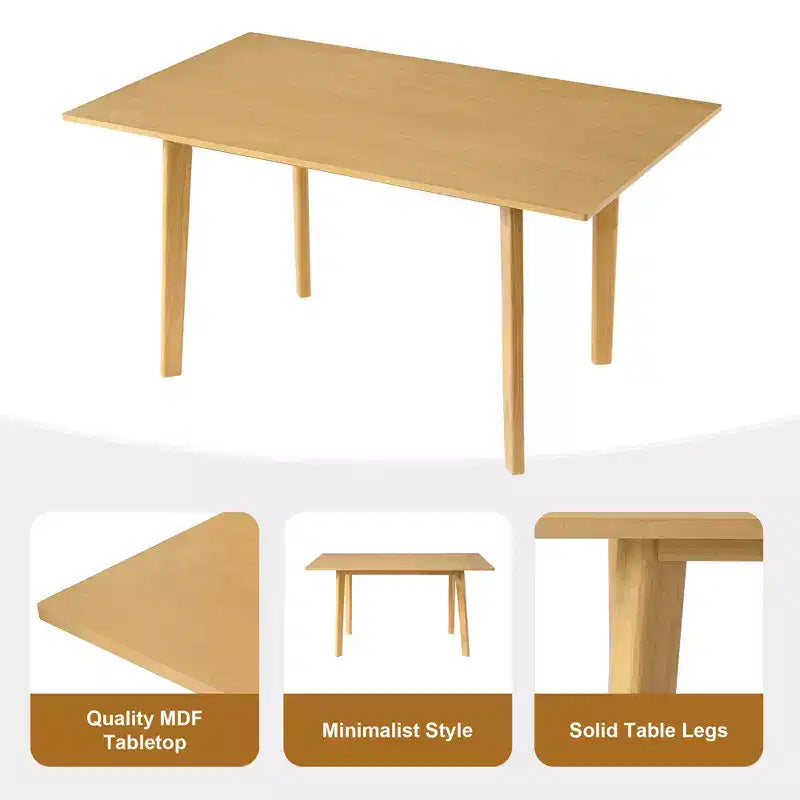 GDFStudio Crawford 5-Piece Modern Dining Set - Rectangular Solid Wood Table & Upholstered Linen Chairs