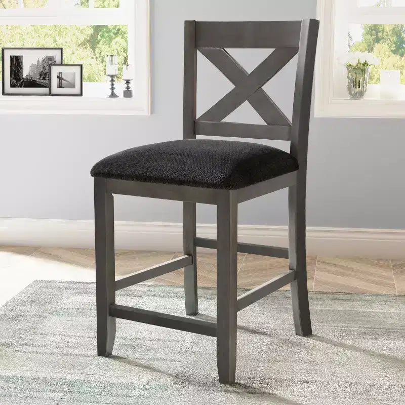 5 Pieces Counter Height Dining Table Set for 4, Rustic Farmhouse Wooden Bar Table Set with 4 Chairs for Dining Room