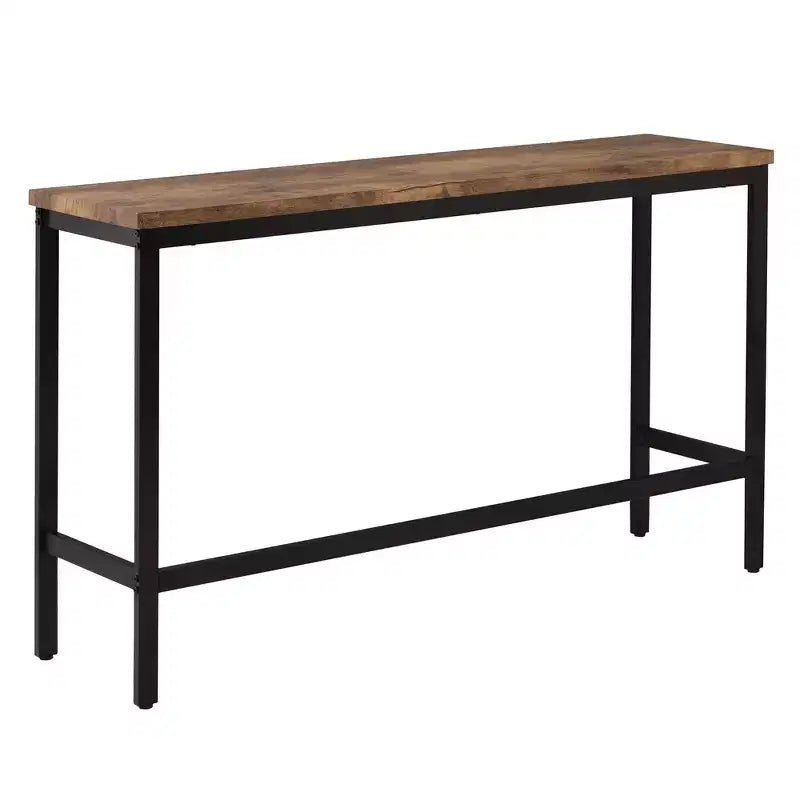 Counter Height Dining Table Set for 3, Metal Pub Kitchen Set Side Table with Footrest and 3 Stools