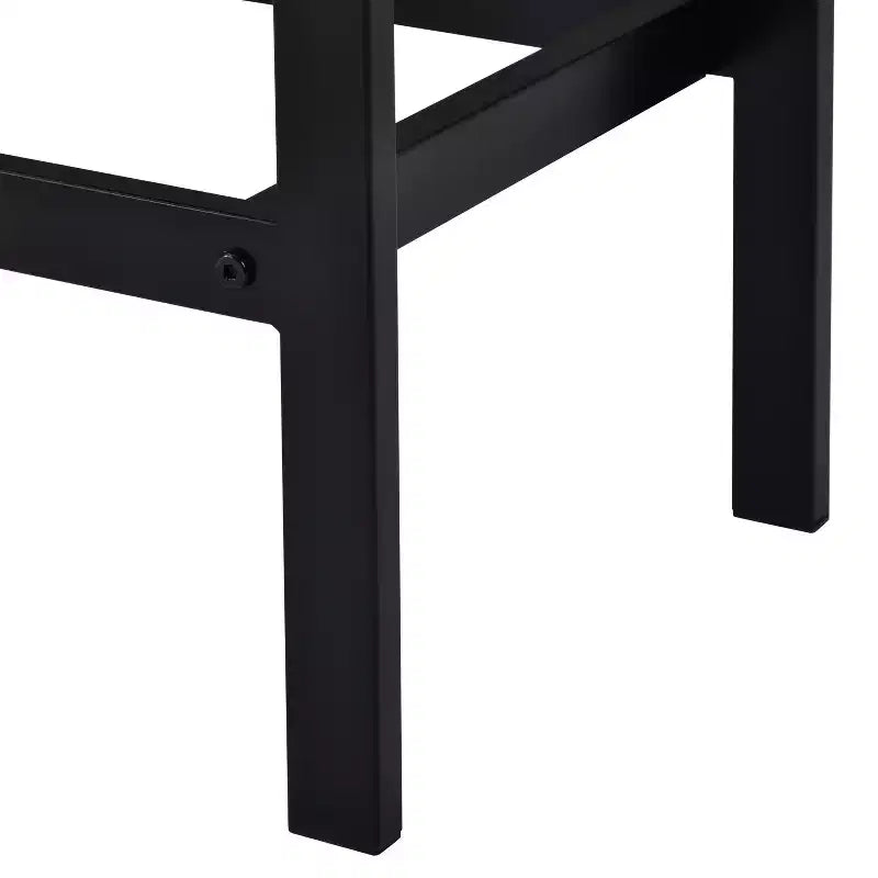 Counter Height Dining Table Set for 3, Metal Pub Kitchen Set Side Table with Footrest and 3 Stools