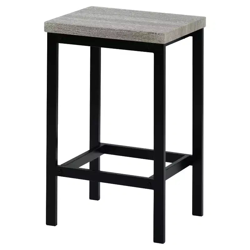Counter Height Dining Table Set for 3, Metal Pub Kitchen Set Side Table with Footrest and 3 Stools