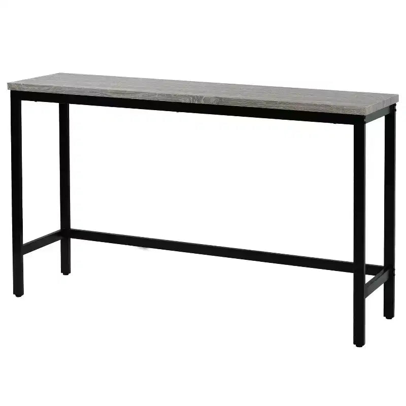 Counter Height Dining Table Set for 3, Metal Pub Kitchen Set Side Table with Footrest and 3 Stools