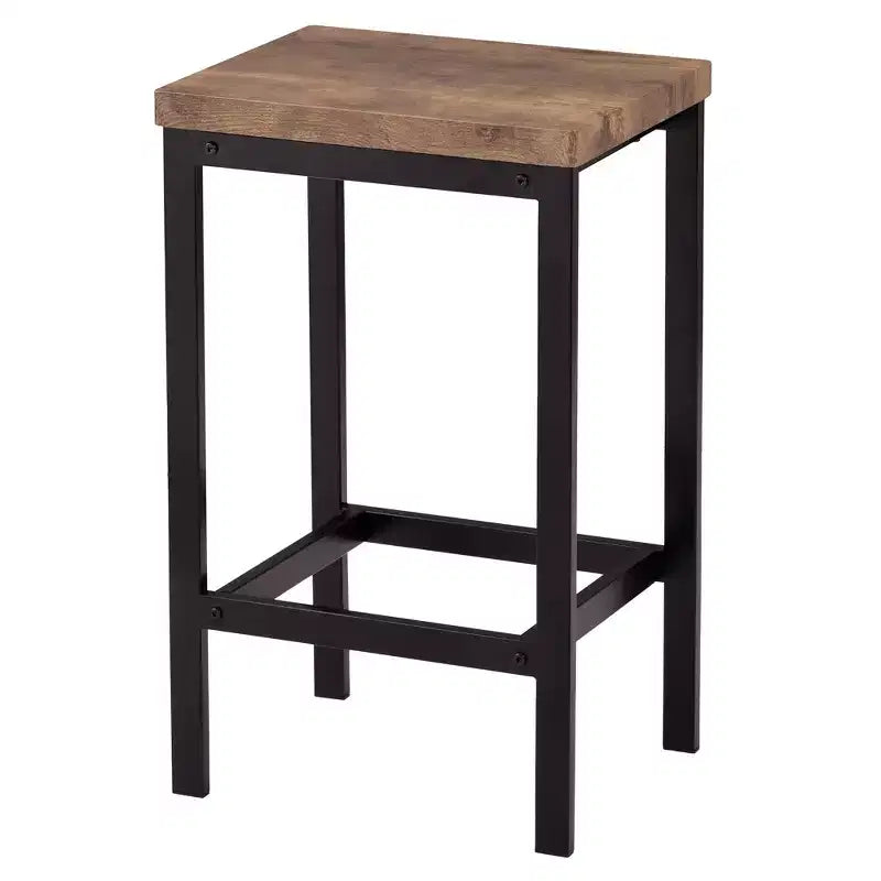 Counter Height Dining Table Set for 3, Metal Pub Kitchen Set Side Table with Footrest and 3 Stools