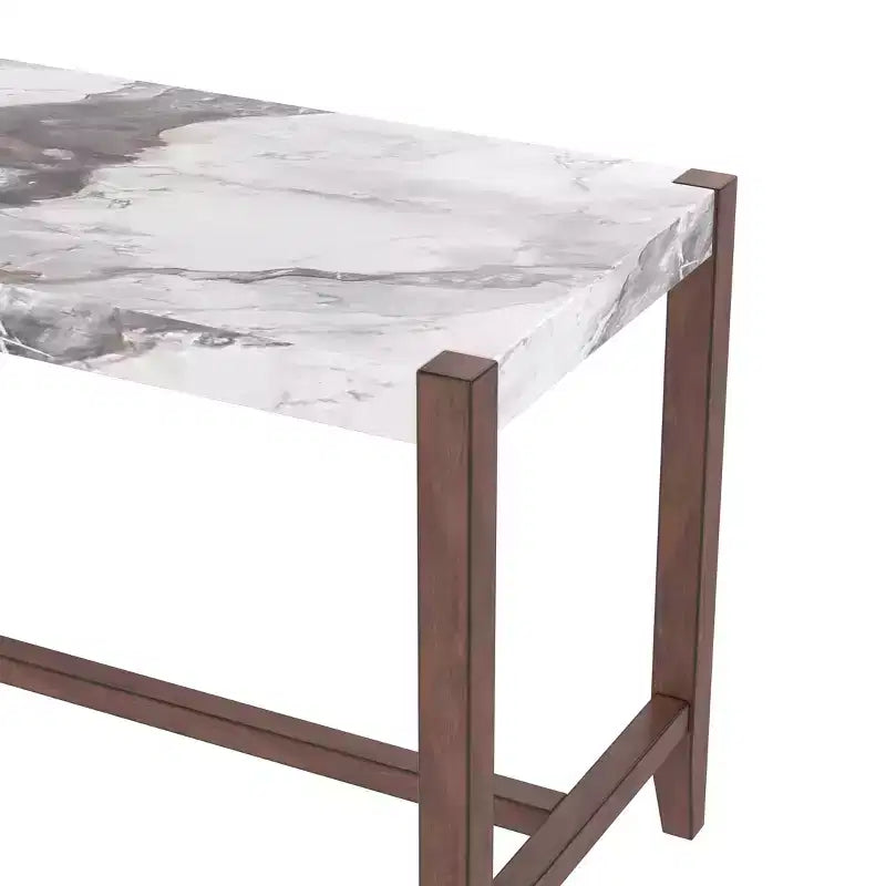 Marble Counter Height Dining Table Set, Bar Table Set with 2/4 Upholstered Chairs for Dining Room Pub Kitchen Small Place, beige brown