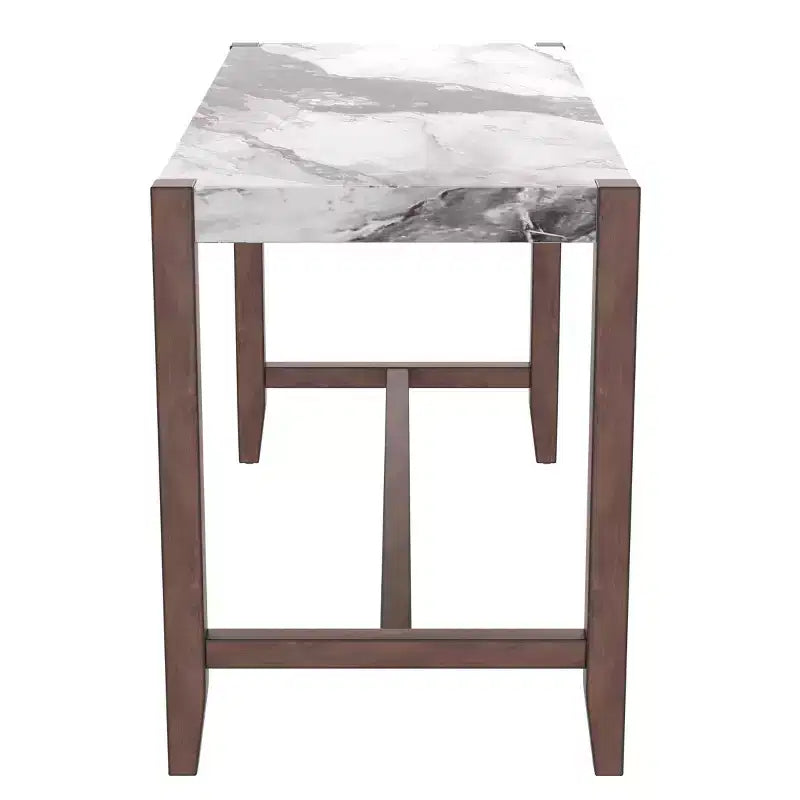 Marble Counter Height Dining Table Set, Bar Table Set with 2/4 Upholstered Chairs for Dining Room Pub Kitchen Small Place, beige brown