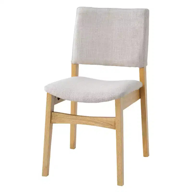 Polibi Modern 5-Piece Dining Set with Solid Wood Table & 4 Upholstered Linen Chairs
