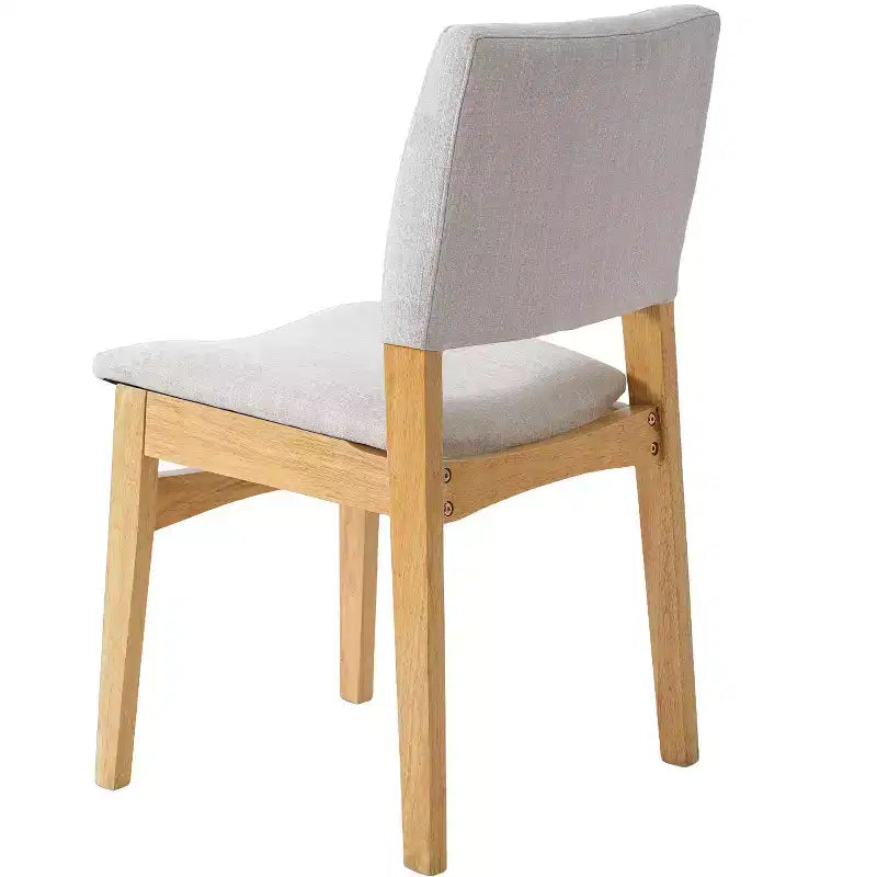 Polibi Modern 5-Piece Dining Set with Solid Wood Table & 4 Upholstered Linen Chairs