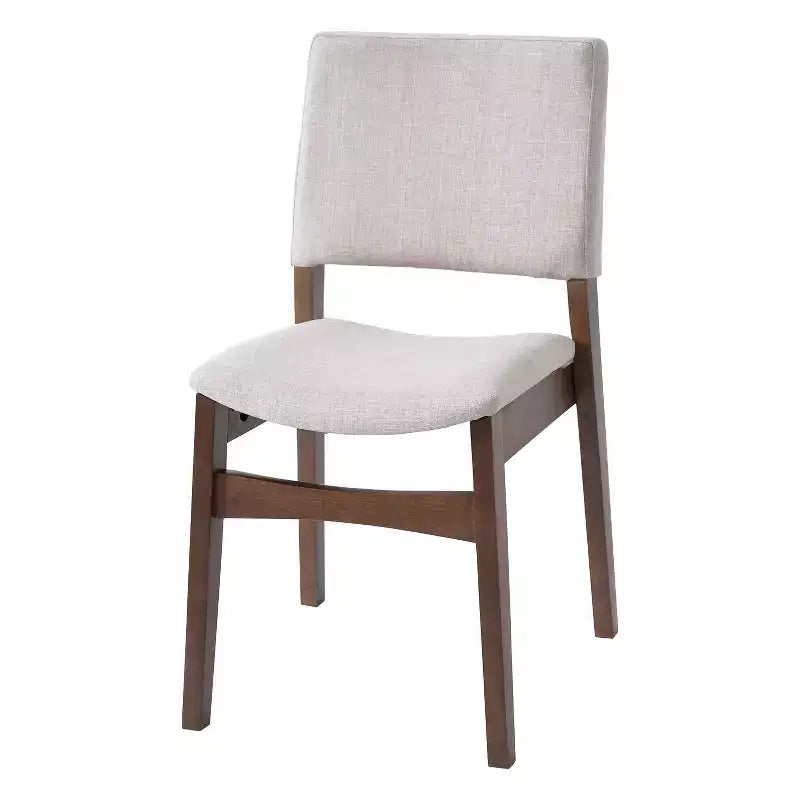 Polibi Modern 5-Piece Dining Set with Solid Wood Table & 4 Upholstered Linen Chairs
