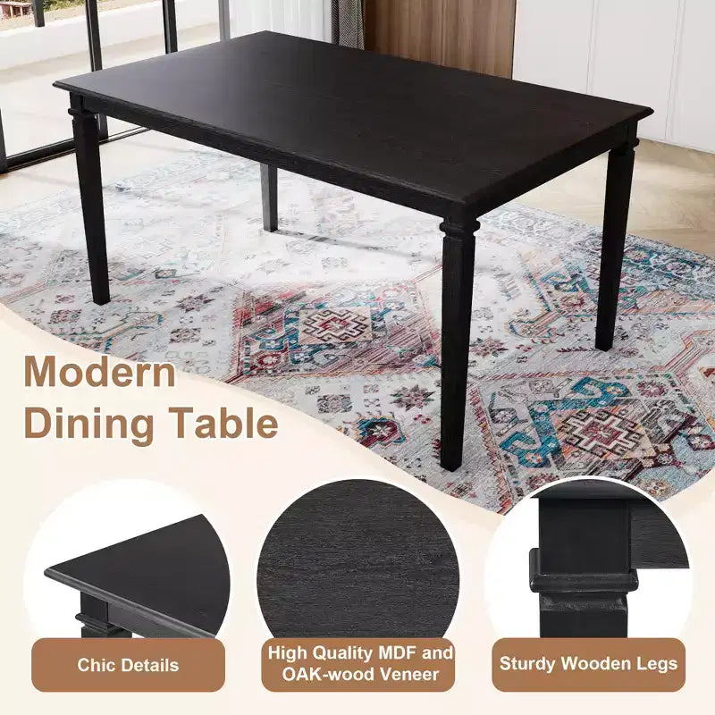 GDFStudio Griffin 6 Piece Retro Dining Set with Wooden Rectangular Table and 4 Chairs with Bench