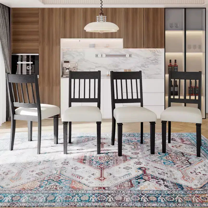 GDFStudio Griffin 6 Piece Retro Dining Set with Wooden Rectangular Table and 4 Chairs with Bench