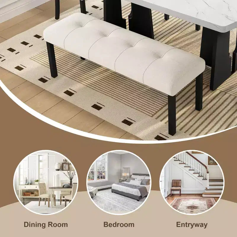 GDFStudio Griffin 6 Piece Modern Dining Table Set with 63 Faux Marble Table & 4 Chairs & 1 Bench