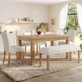 GDFStudio Jordan 6-Piece Modern Dining Set with Rectangle Table and 4 Upholstered Chairs & Bench
