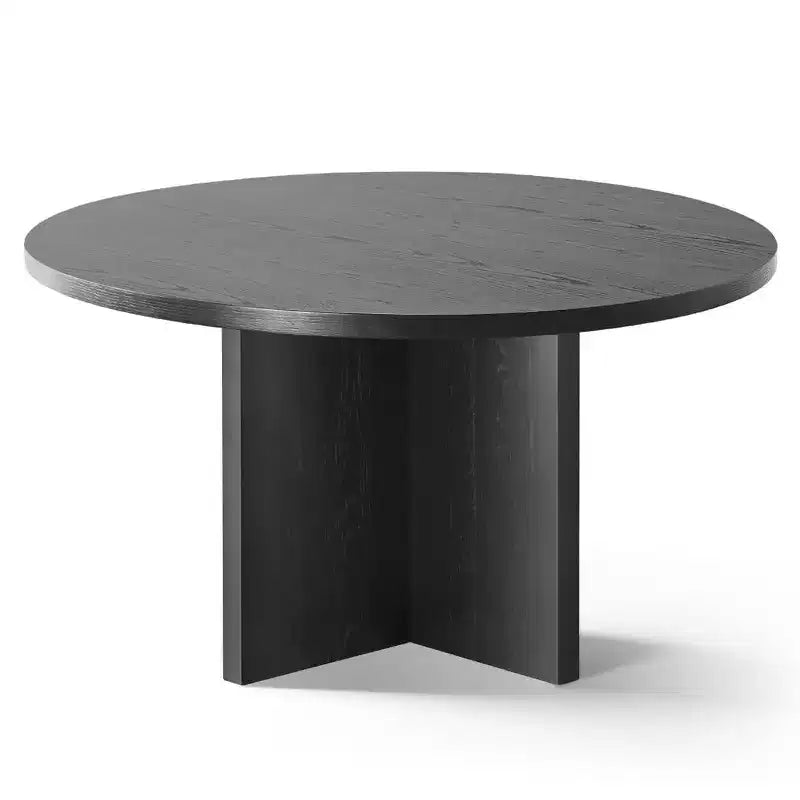 52 Round Dining Table Set with Sculptural-Pedestal Base, Cane-Back Chairs and Neutral-Upholstered Seats for Modern Homes-Panipeachy