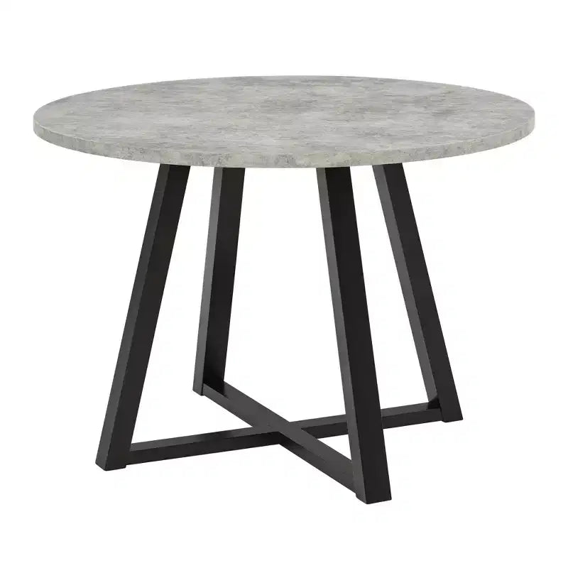 Roundhill Furniture Edo 5-Piece Dining Set, Round Trestle Table and 4 Upholstered Chairs
