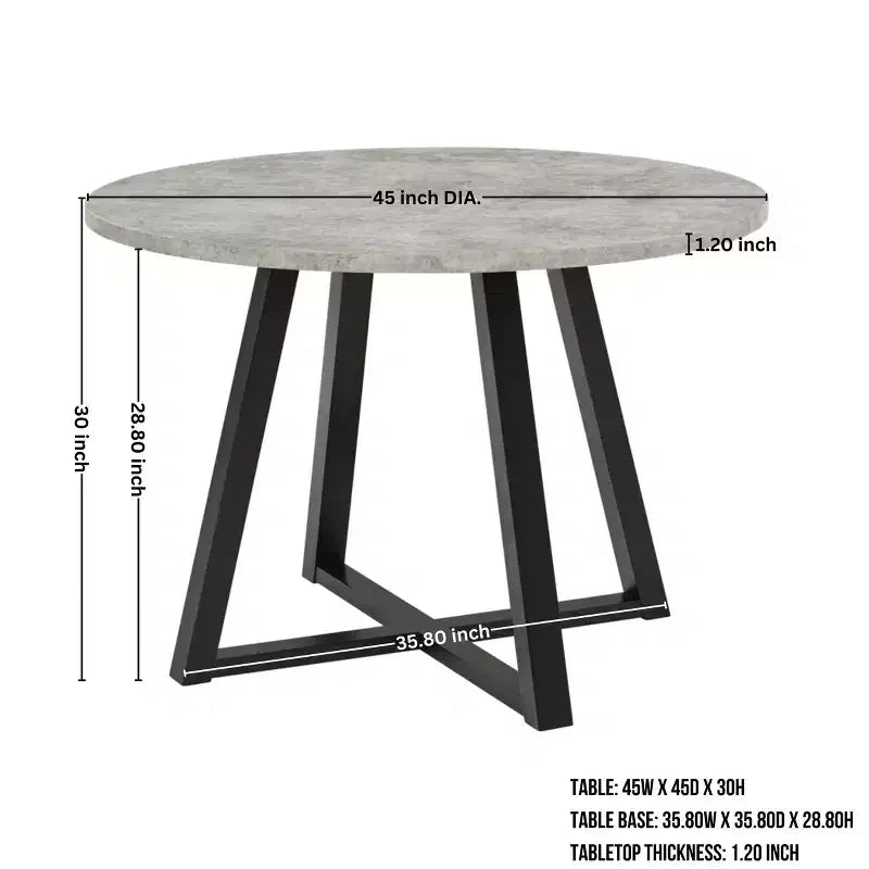 Roundhill Furniture Edo 5-Piece Dining Set, Round Trestle Table and 4 Upholstered Chairs