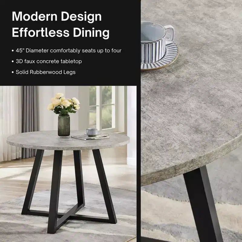 Roundhill Furniture Edo 5-Piece Dining Set, Round Trestle Table and 4 Upholstered Chairs