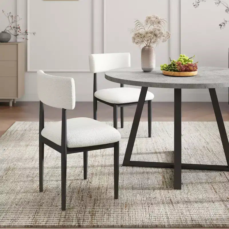 Roundhill Furniture Edo 5-Piece Dining Set, Round Trestle Table and 4 Upholstered Chairs