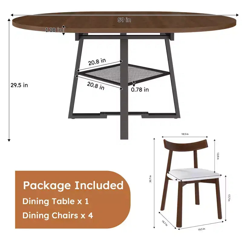 GDFStudio Raj Modern 5-Piece Extendable Dining Table Set with 4 Faux Leather Upholstered Chairs