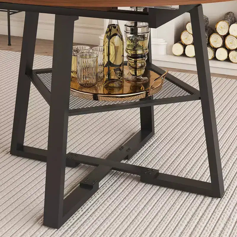 GDFStudio Raj Modern 5-Piece Extendable Dining Table Set with 4 Faux Leather Upholstered Chairs