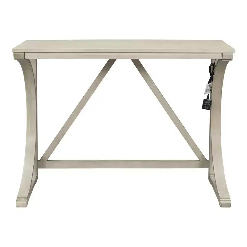 JVNOXK Farmhouse-Style 3-Piece Bar-Height Dining Table and Chair Set Features USB Ports and Padded Stools Ideal for Dining Rooms White