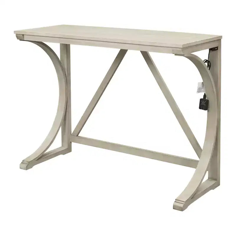JVNOXK Farmhouse-Style 3-Piece Bar-Height Dining Table and Chair Set Features USB Ports and Padded Stools Ideal for Dining Rooms White