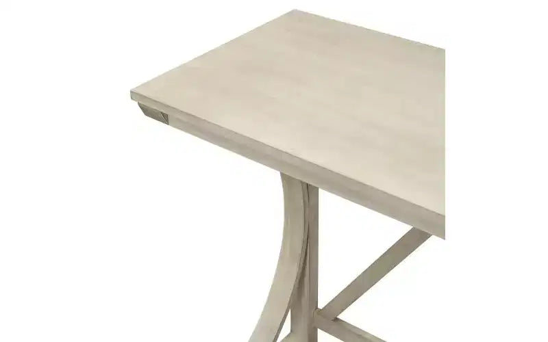 JVNOXK Farmhouse-Style 3-Piece Bar-Height Dining Table and Chair Set Features USB Ports and Padded Stools Ideal for Dining Rooms White