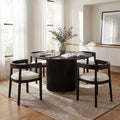 Christopher Knight Home Sonal Modern 5 Piece Round Dining Table Set with 4 Rubberwood Upholstered Chairs