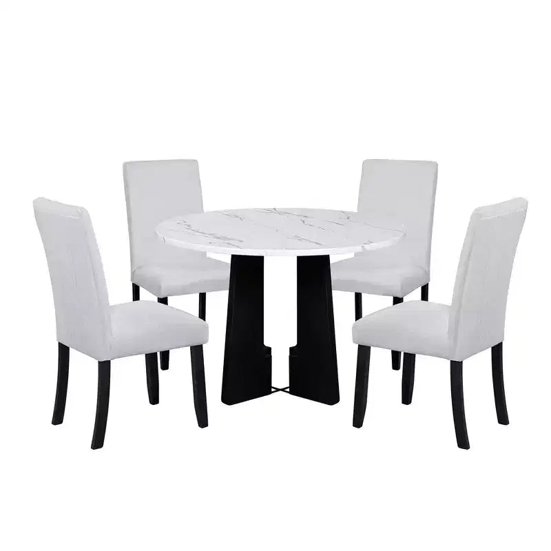 5-Piece Dining Table and Chairs Set with 43-Inch Table, for Dining Room, Kitchen, and Living Room