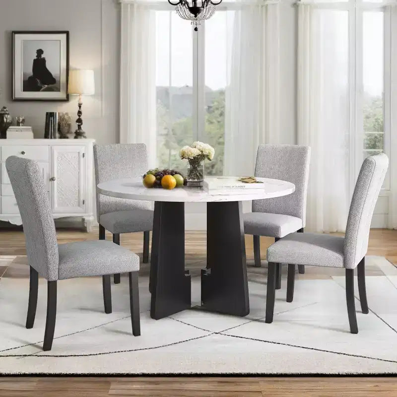 5-Piece Dining Table and Chairs Set with 43-Inch Table, for Dining Room, Kitchen, and Living Room