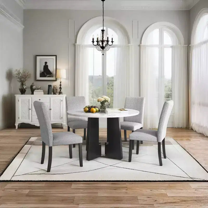 5-Piece Dining Table and Chairs Set with 43-Inch Table, for Dining Room, Kitchen, and Living Room