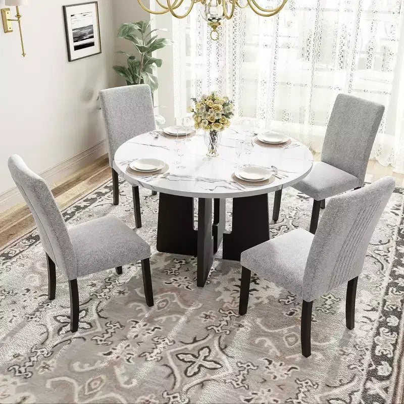 5-Piece Dining Table and Chairs Set with 43-Inch Table, for Dining Room, Kitchen, and Living Room