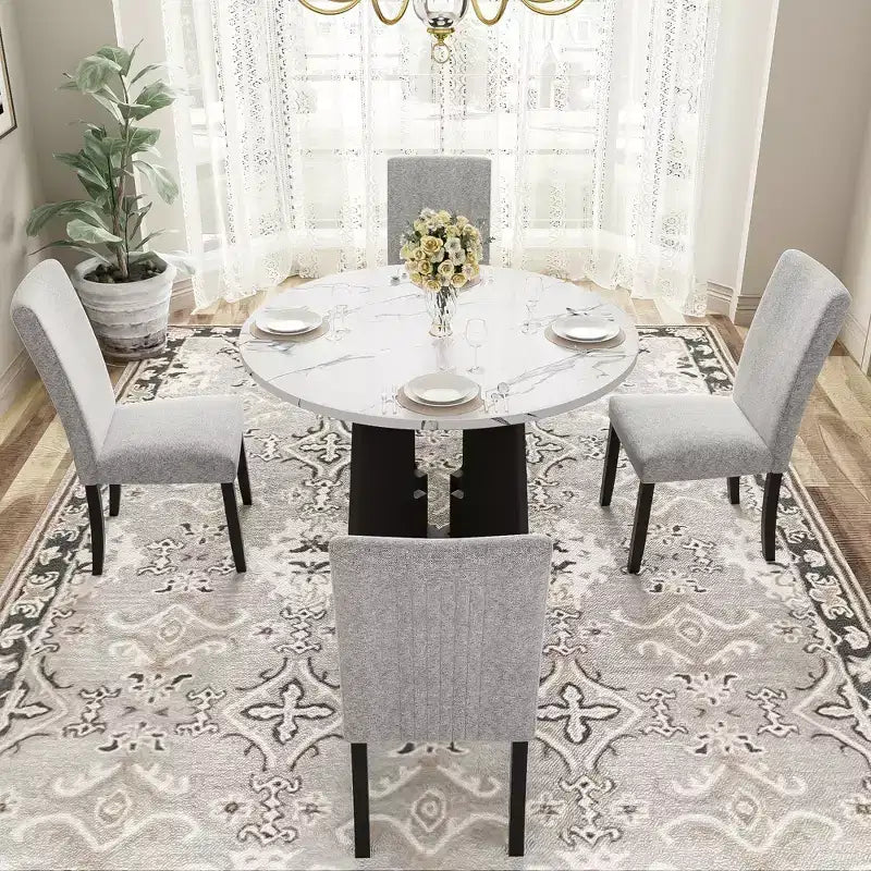 5-Piece Dining Table and Chairs Set with 43-Inch Table, for Dining Room, Kitchen, and Living Room