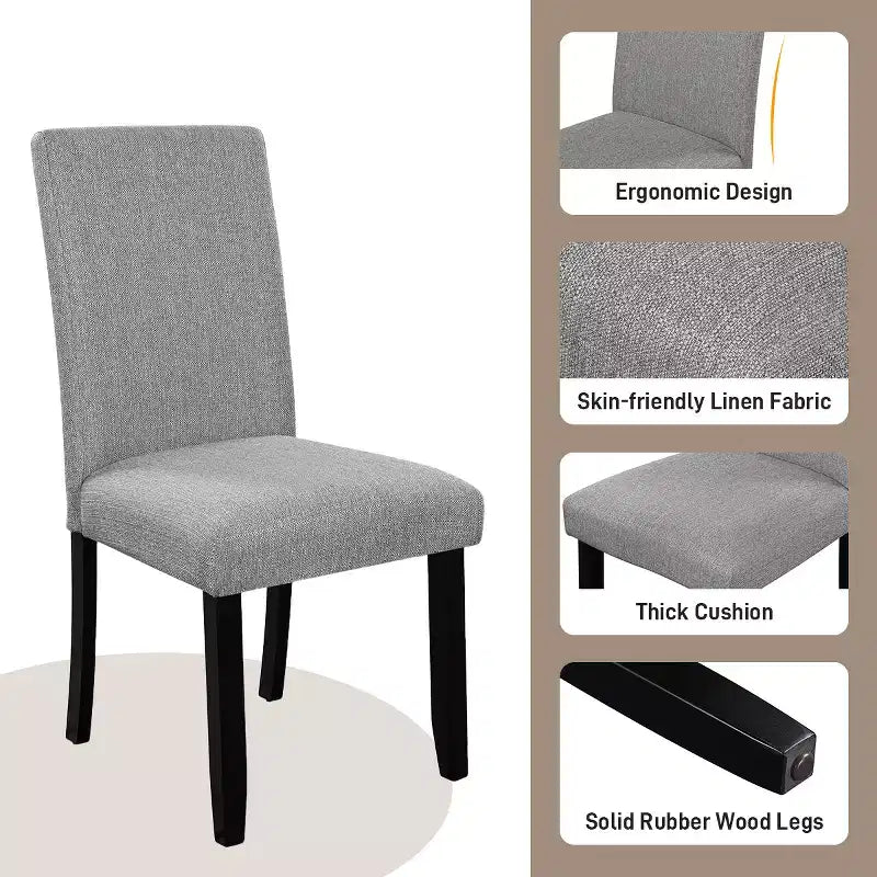5-Piece Dining Table and Chairs Set with 43-Inch Table, for Dining Room, Kitchen, and Living Room