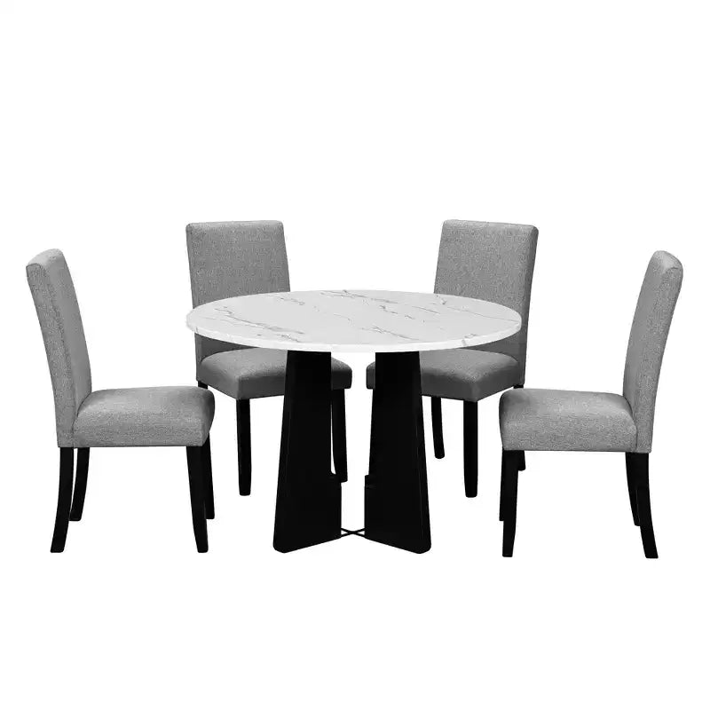 5-Piece Dining Table and Chairs Set with 43-Inch Table, for Dining Room, Kitchen, and Living Room