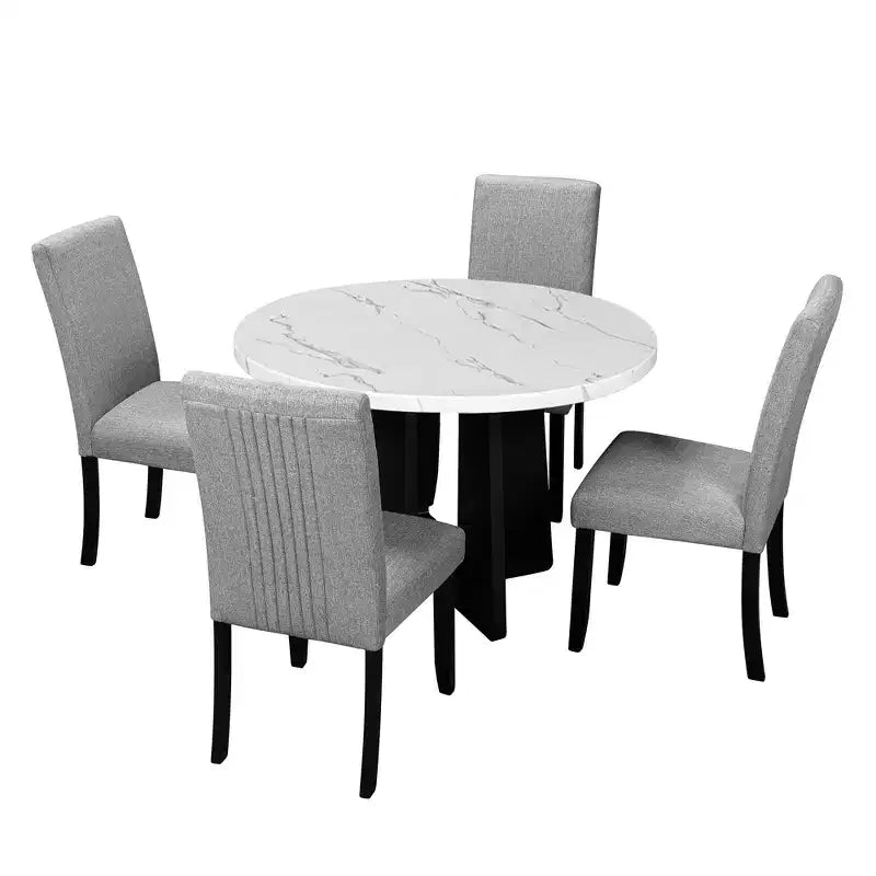 5-Piece Dining Table and Chairs Set with 43-Inch Table, for Dining Room, Kitchen, and Living Room