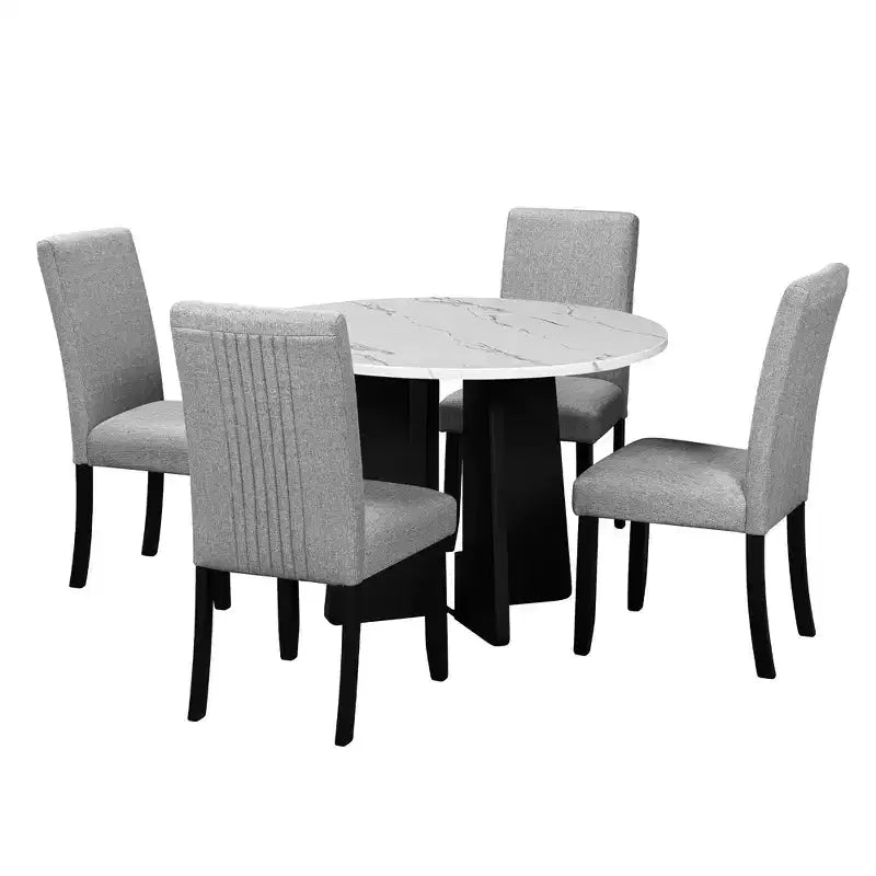 5-Piece Dining Table and Chairs Set with 43-Inch Table, for Dining Room, Kitchen, and Living Room