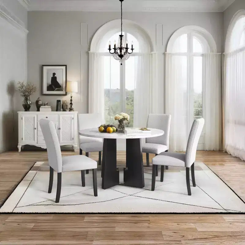 5-Piece Dining Table and Chairs Set with 43-Inch Table, for Dining Room, Kitchen, and Living Room