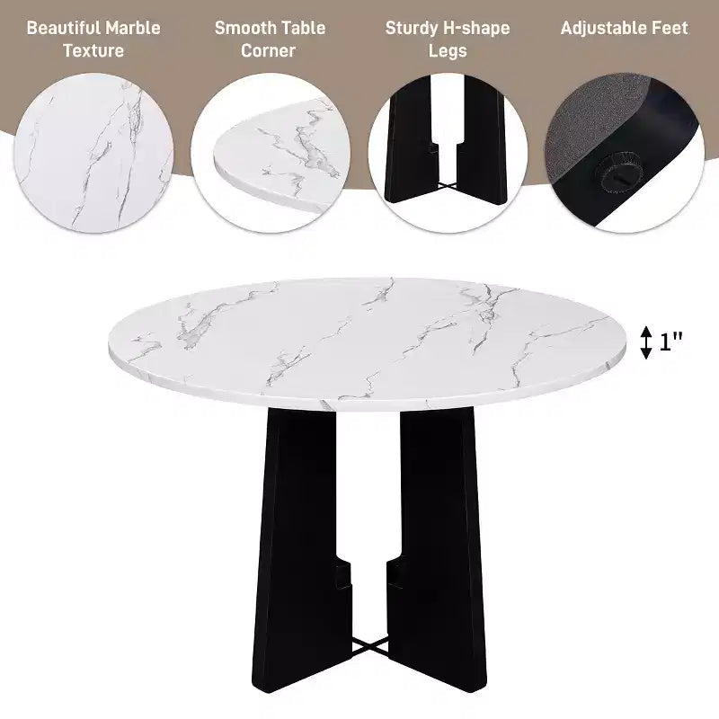 5-Piece Dining Table and Chairs Set with 43-Inch Table, for Dining Room, Kitchen, and Living Room