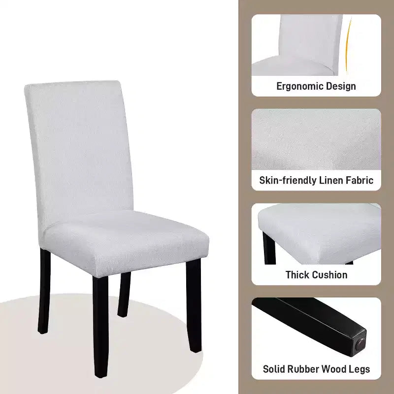 5-Piece Dining Table and Chairs Set with 43-Inch Table, for Dining Room, Kitchen, and Living Room