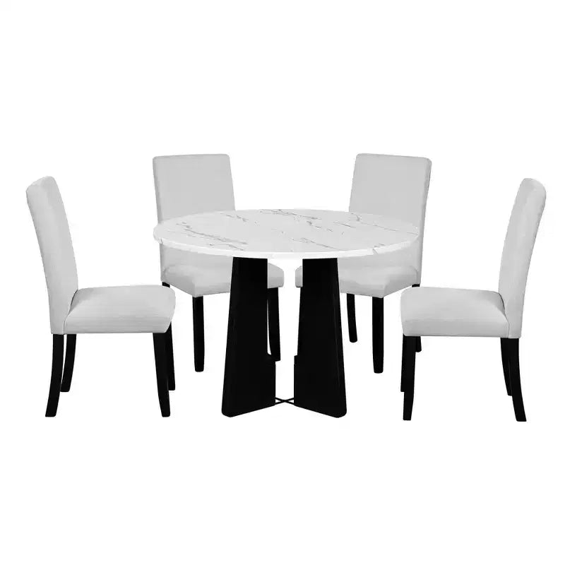 5-Piece Dining Table and Chairs Set with 43-Inch Table, for Dining Room, Kitchen, and Living Room