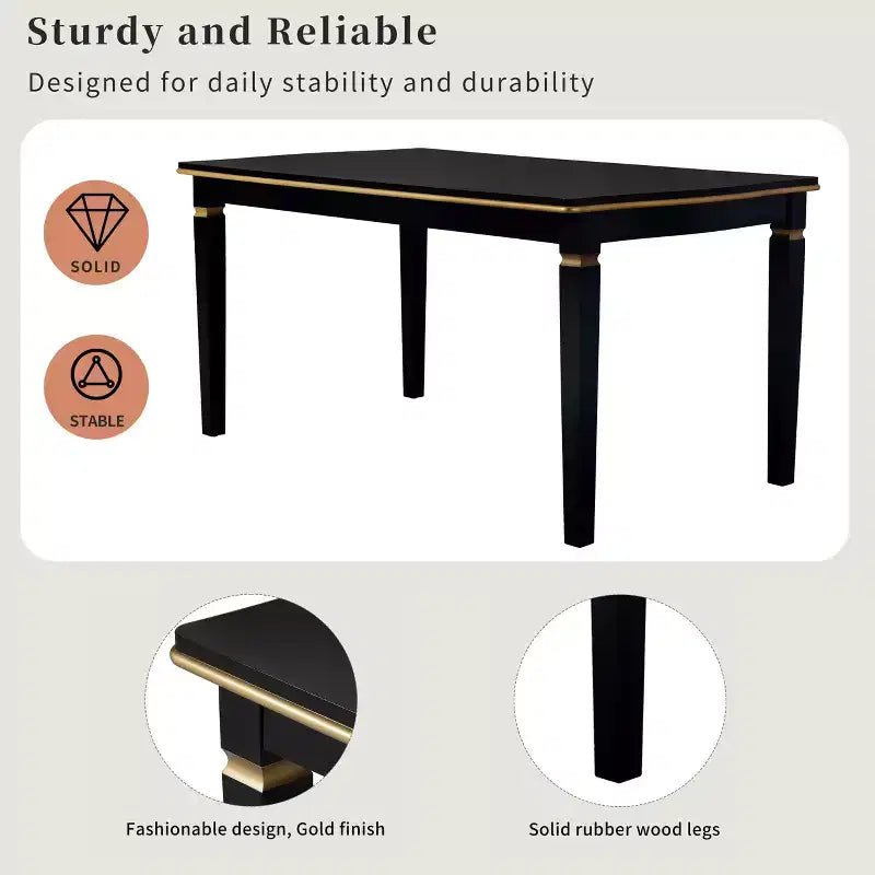 6-Piece Dining Table Set with 4 Chairs and Bench, 60-Inch Table, for Home Dining Room